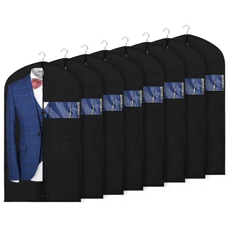 Syeeiex 40" Garment Bags for Hanging Clothes, Set of 8 Suit Bag, Suit Bags for Closet Storage, Garment Covers for Storage Suits, Shirts,T-shirts and Jackets on Closet(Black) - Image 1